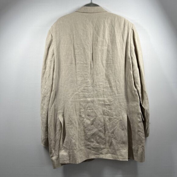 John W Nordstrom Men’s Blazer 42L Long 42 100% Linen 2 Button Jacket Beige Lined - Picture 2 of 9